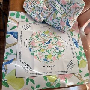 Floral Mahjong Table Cover with Birds